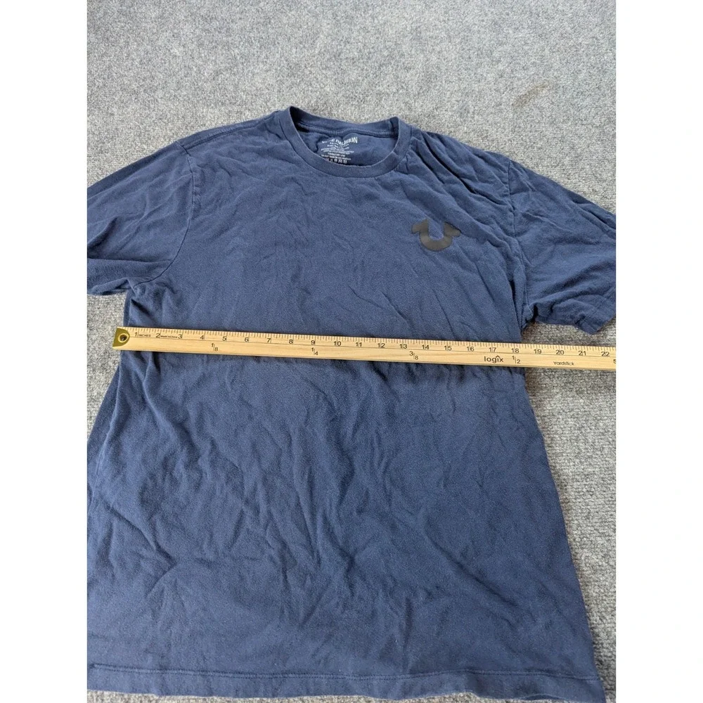 True Religion Shirt Mens XL Blue Short Sleeve Tee Logo On Back